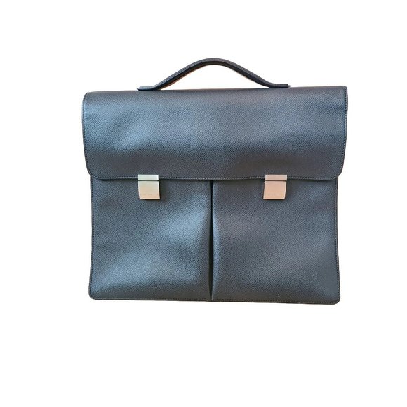Louis Vuitton Taiga Serviette Khazan Briefcase Black Leather - Picture 1 of 16